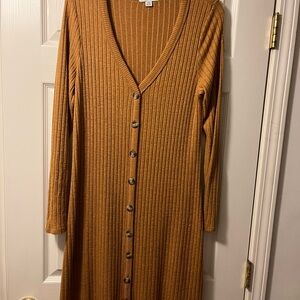 American Eagle Ribbed Button-Down Sweater Dress, Size L Tall
